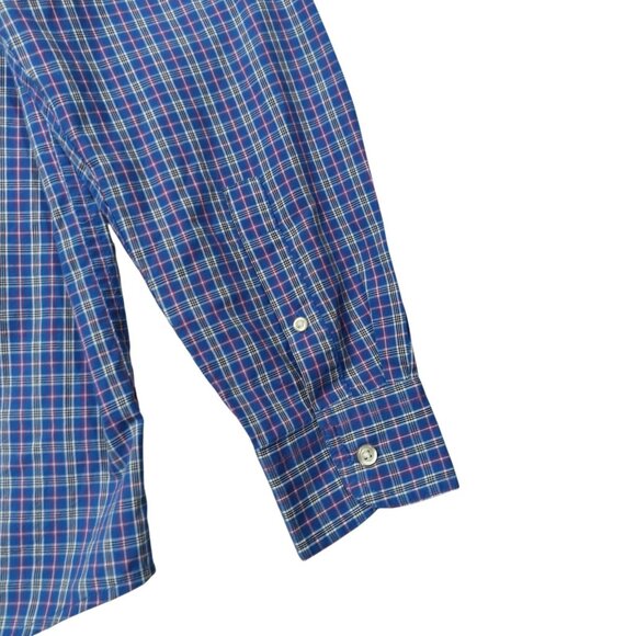 Ralph Lauren Chaps Mens Blue Plaid Button Down Shirt Long Sleeve LARGE - Picture 6 of 8